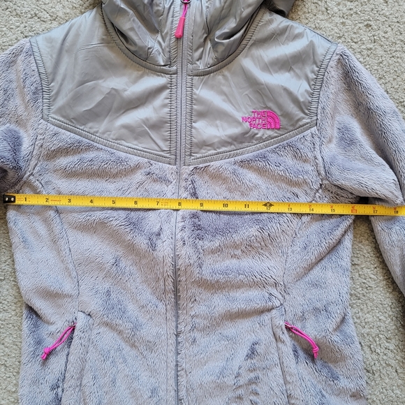 The North Face Women's XS Active Fleece Performance Jacket Grey Pink Logo Zip Up - Picture 9 of 16